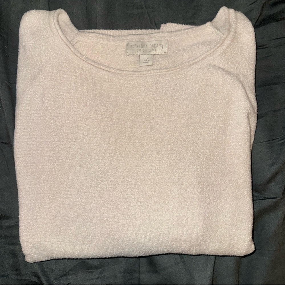 NWOT BAREFOOT DREAMS CozyChic Ultra Lite Knit Pajamas Set Top & Pant Sz L Beige